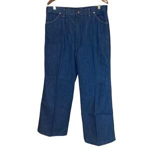 Vintage Maverick USA Wide Leg Stovepipe Jeans Size 20 Hemmed High Rise Denim 70s